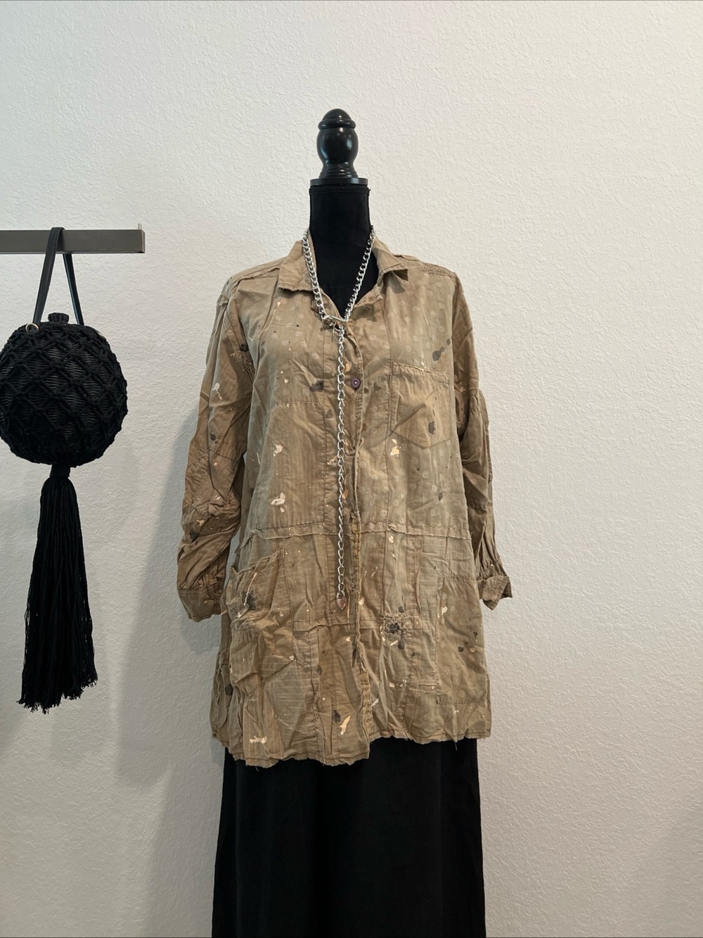 Magnolia Pearl Tan Paint-Splatter Utility Jacket - Women